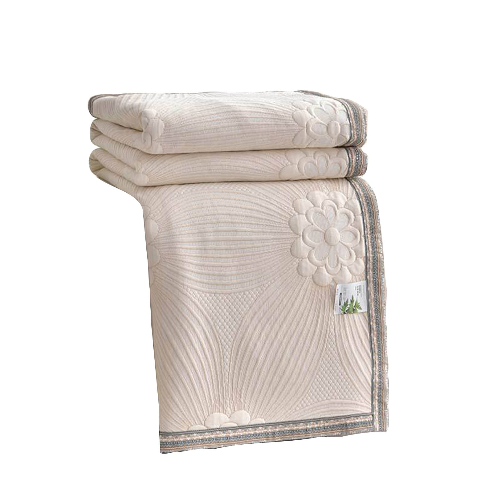 Taicans Stone-Washed Bedspreads Ultra-Soft Microfiber Modern Style Quilted Flower Pattern Bedspread Quit,Summer Quilt Lightweight Microfiber Bedspread Queen Size 87"x71" Beige