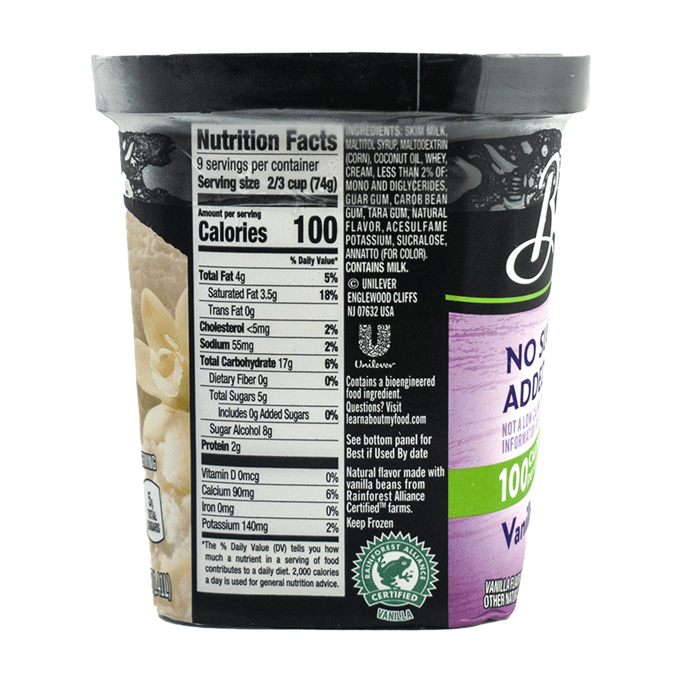 Breyers No Sugar Added Vanilla Ice Cream Frozen Desserts, 1.5 Qt