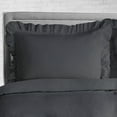 thumbnail image 2 of CCNY 1000 TC 100% Egyptian Cotton Duvet Cover with 2 Matching Pillowcases Oversized Queen Size Trimmed Ruffle Pattern, Zipper Closure, Corner Ties (Dark Grey), 2 of 7