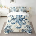 thumbnail image 2 of Erosebridal Sealife Octopus Bed in a Bag Queen size, Ocean Coral Bed Set, Nautical Compass Decor, 7 Pieces, 2 of 5