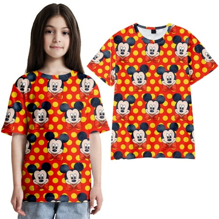 

LANLIN Mickey Minnie 3D Print Graphic Tees Mesh Cloth Shirt & Top for Boys Girls