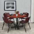 thumbnail image 2 of Kobe 48in. Round Breakroom Table- Cherry & 4 'M' Stack Chairs- Burgundy, 2 of 8