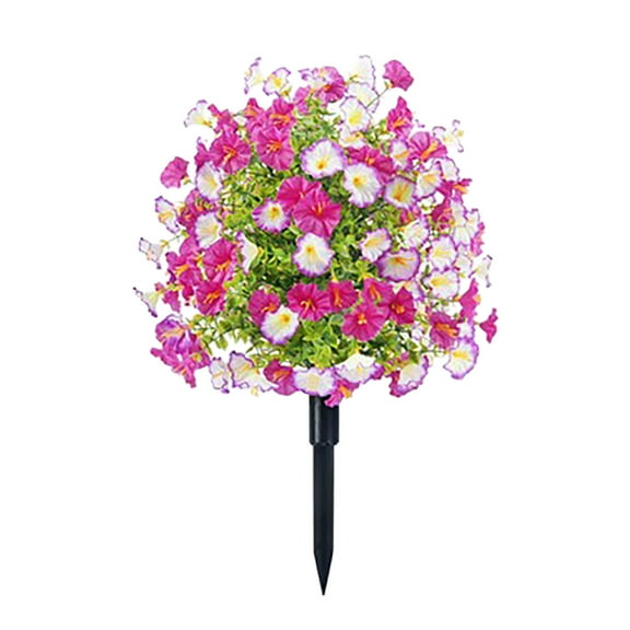 Artificial Violet Topiary Tree - 21" Fade-Proof Outdoor with Ground Spikes, Flowering Ball Bushes for Front Porch, Yard & Indoor Decor