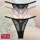 thumbnail image 3 of Tanga de encaje Sexy para mujer, bragas de cintura baja, tangas transparentes, ropa interior con parte trasera en T, lencería íntima sólida, 4 unids/set, 3 of 5