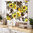 thumbnail image 4 of Cow Print Curtains, Brown Sunflower Cow Printed Animal Fur Skin Rustic Cowhide Pattern Blackout Small Short Cafe Window Treatments for Living Room Bedroom Kitchen Farmhouse 2 Panel Sets,55x39 Inch, 4 of 4