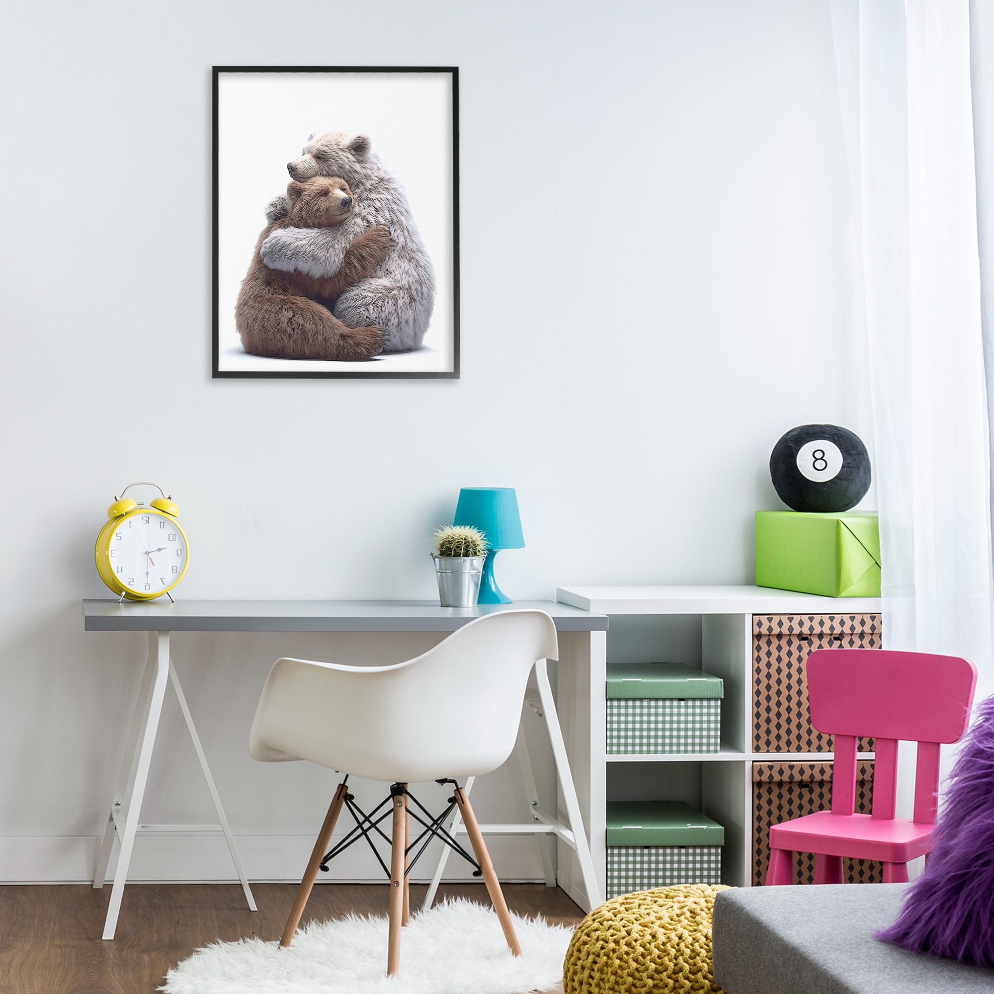 Stupell Industries Hugging Bear Pair Animals & Insects Painting Black Framed Art Print Wall Art, 24 x 30