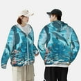 thumbnail image 4 of Fotbe Underwater Dolphin Scene Chaqueta con Protección Solar UPF 50+ para Hombre y Mujer, Camisa con Capucha y Bolsillos-Small, 4 of 7