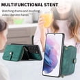 thumbnail image 3 of for Samsung Galaxy S21 Wallet Case, Crossbody Phone Purse with Card Holder for Women, Zipper PU Leather Carrying Cover Gift with Shoulder Strap Kickstand Anti-drop for S21 - Green, 3 of 10