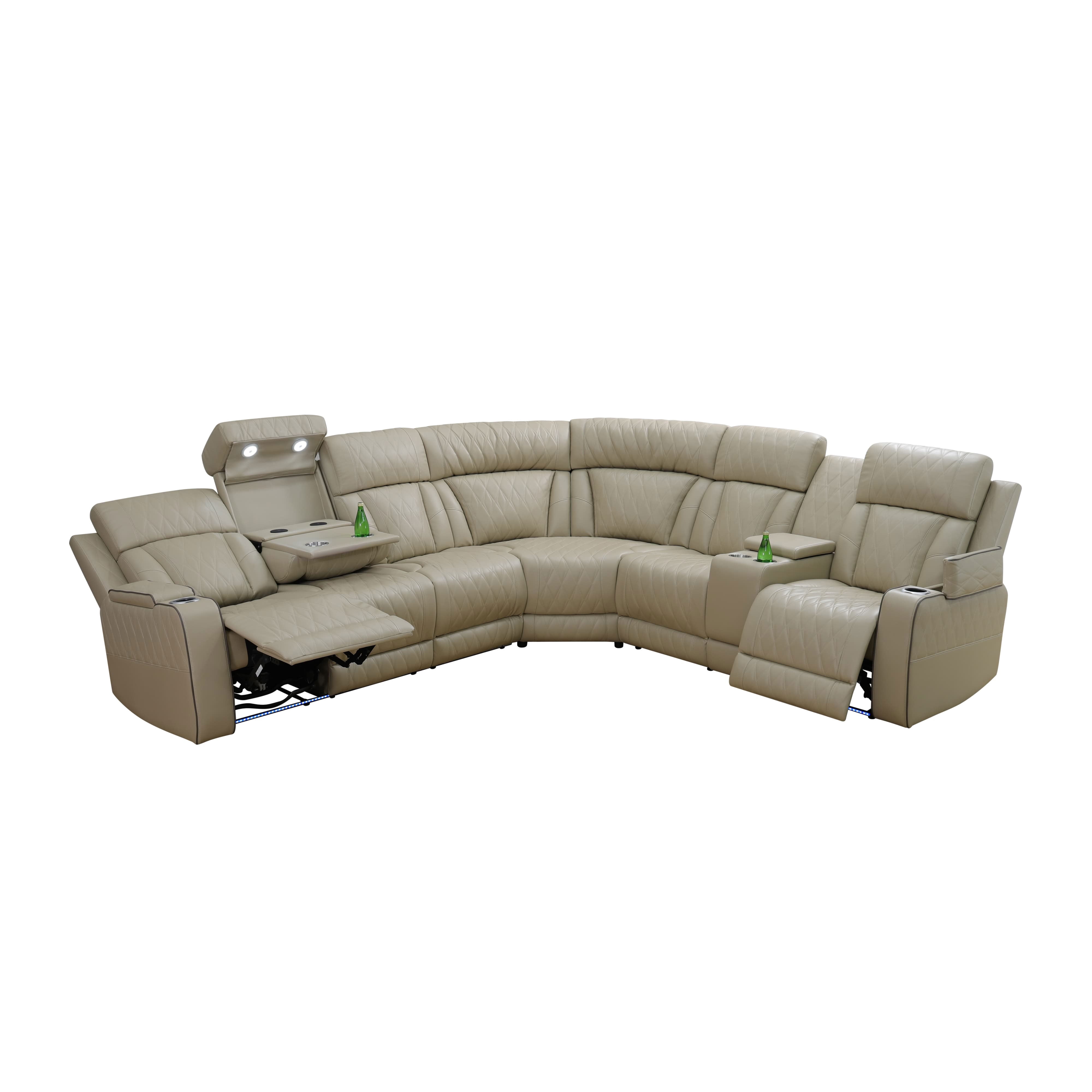 MAYEERTY Oversized Power Recliner Sectional Sofa with Wireless Charger, Large L-Shaped Corner Couch Set with USB Ports, Storage Console & LED for Living Room