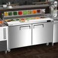 thumbnail image 2 of Coolski 60’’ Wide Commercial Salad Bar Refrigerator, Stainless Steel Refrigerated Sandwich Salad Prep Table with 2 Doors 16 Pans, Large Capacity ETL NSF Approved, 2 of 8