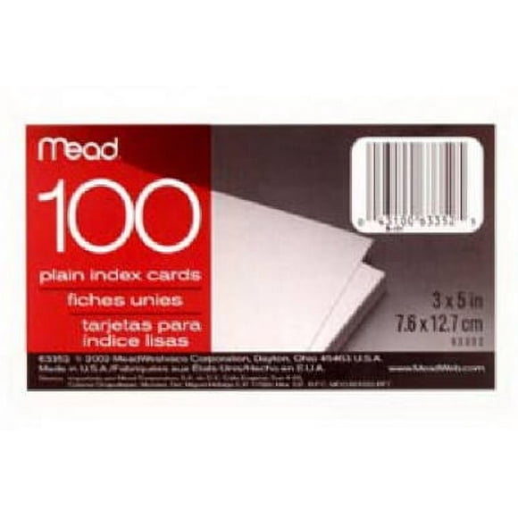 Cartes Indicatrices Simples, 3 x 5 Po, 100-Ct. 63352