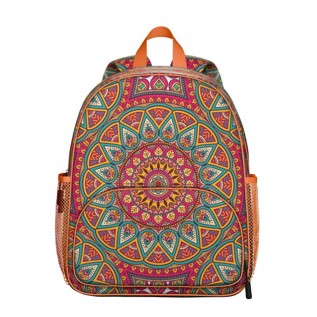 Mandala Cosmic Students Backpack - Boho Chic Yoga Design with Sacred Spiritual Elements and Tranquility Pattern, Durable Lightweight School Bag