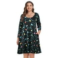 thumbnail image 6 of VEPKUL Casual Plus Size Dresses 3/4 Sleeve Loose Fits Dress Crew Neck Flowy Swing with Pockets Flower95_3X, 6 of 8