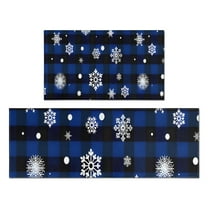 Blue Christmas Snowflake Pattern Kitchen Rugs Sets Of 2,Anti Fatigue Kitchen Mat Rugs Non Slip Washable,Decorative Kitchen Floor Mats for Kitchen,Sink,Laundry,17"x30" 17"x47"