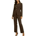 thumbnail image 2 of YueHuiYing Women's 2 Piece Suits Business Casual Outfits Long Sleeve Solid Blazer Pantsuits Professional Office Work Sets, 2 of 9
