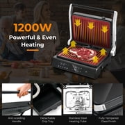 Costway Electric Panini Press Grill Sandwich Maker with LED Display & Removable Drip Tray
