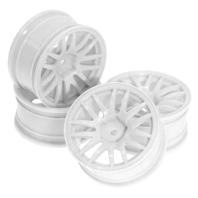 Yinanstore 4 Pcs Pneus de Moyeu de Roue de Voiture de Course Robustes 2.05 Pouces Dia Cadeaux Pièce de Réparation Jantes RC Accessoires pour 1/10 FW06 TT01 HPI94123 Blanc