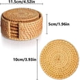 thumbnail image 4 of Set of 6 Rattan Weave Cup Mat Hand-Made Crafts Rattan Coasters Coasters for Drinks Home Decoration Holder for Kitchen Table Drinks (4 * 4 in), 4 of 5