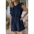 thumbnail image 3 of NAYTOAO Women's Ruffle Cap Sleeve Lace Swiss Dot Romper with Pockets, Back Zipper, Casual Summer Jumpsuit for Women, 3 of 7