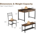 thumbnail image 2 of Dining mesa set para 4: small kitchen mesa con 2 sillas y bench, rectangular estilo rural style, space - saving con almacenamiento cajones in retro brown, 2 of 9