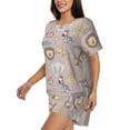 thumbnail image 2 of Fuzoiu Safari Animals Print Women's Short-Sleeved Pajama Set,Lounge Sleepwear Set,Womens Pajama Sets 2 Piece,Button-Up Top and Shorts with Pockets-3X-Large, 2 of 7