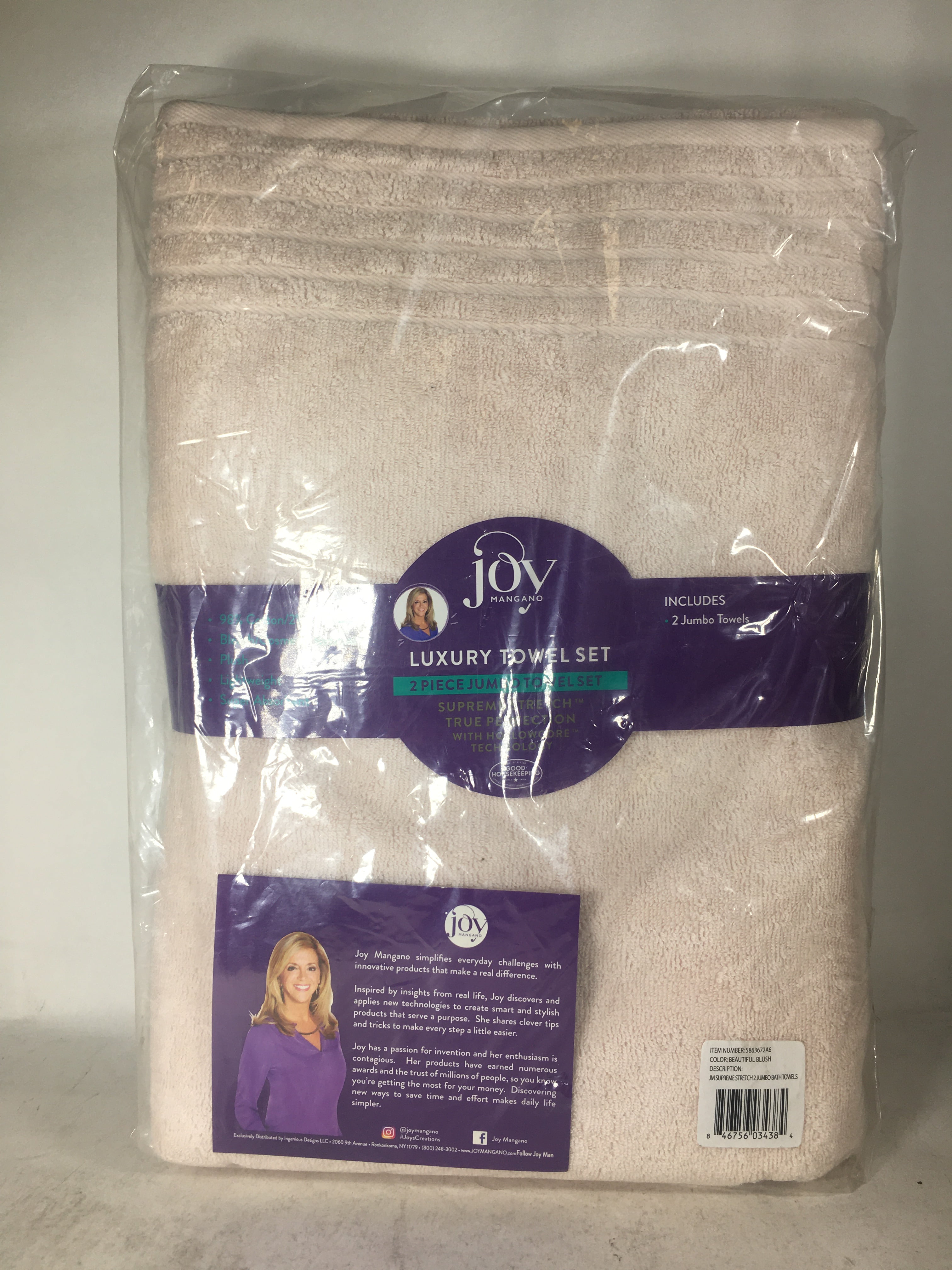 Joy Mangano Supreme Stretch S/4 Washcloths Lavender Towel Sets Wash Cloths