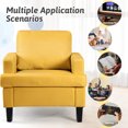 thumbnail image 5 of Hramk Mid-Century Accent Chairs, Yellow Linen Fabric Armchair, Upholstered Single Sofa Chairs for Bedroom Living Room, 5 of 6