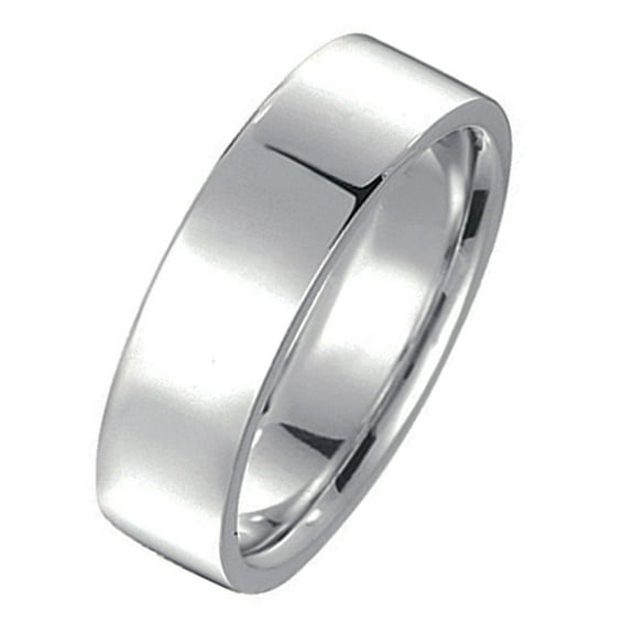 Gemini Groom's Plain Flat Court Polish Wedding Titanium Ring width 6mm Valentine's Day Gift