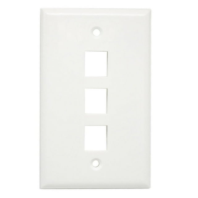 Ax Gear Plaque Murale Keystone 3 Ports Simple Gang Taille Standard RJ45 Jack Insert Modulaire Cat5e Cat6 Port Ethernet Blanc