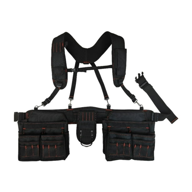 Cinturón de herramientas con correas, organizador de herramientas, bolsa de transporte para la cintura, adecuado Negro Rojo