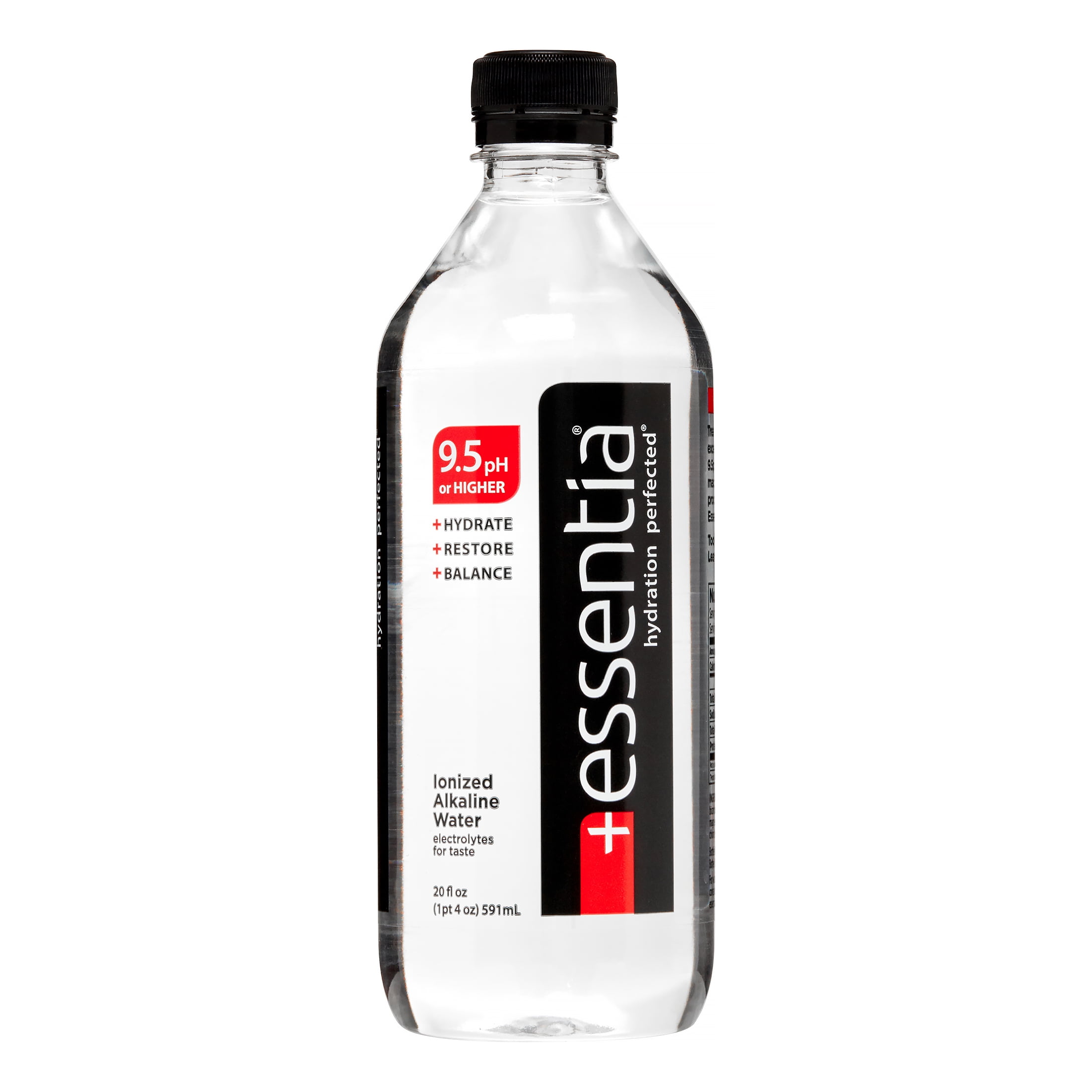 Essentia Bottled Water, 20 Ounce, 24Pack, Ionized Alkaline Water
