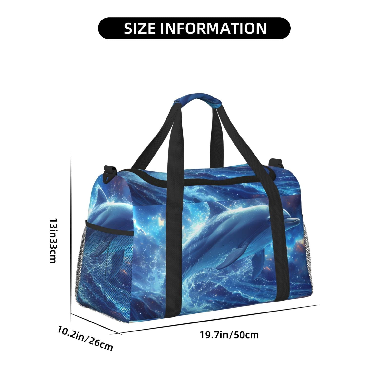 Fuzoiu Beautiful Ocean Dolphin Print Travel Duffle Bag,Carry On Tote Bags,Duffel Bag,Sport Gym Bag, Hospital Bag for Labor and Delivery, Overnight Bag,Luggage Bag