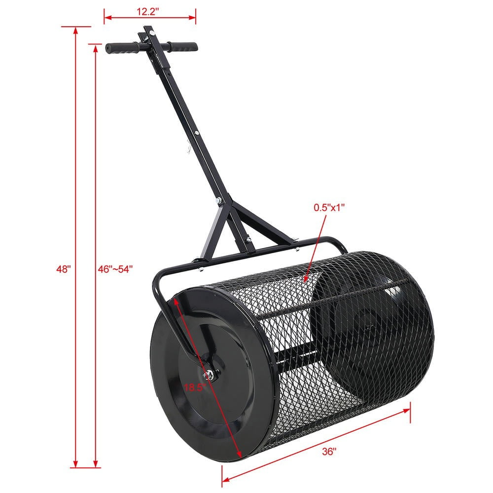 GVN Compost Spreader, Peat Moss Spreader,Peat Moss Spreader 36inch,Compost Spreader Metal Mesh,2 in 1 ATV and T shaped Handle for planting seeding