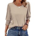 thumbnail image 4 of UVN Summer Blouses for Women 3/4 Sleeve Shirts Ladies Casual Crew Neck Womens Tunic Tops, 4 of 11