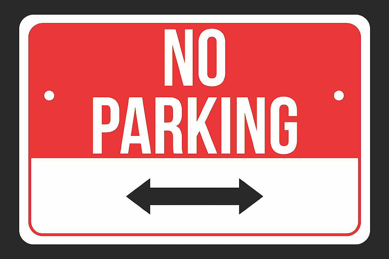 No Parking (Double Arrow) Sign Print Red, White and Black Notice