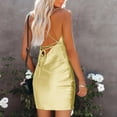 thumbnail image 7 of Summer Saving Wycnly Formal Dresses for Women Party Club Sexy Slim Backless Spaghetti Strap Mini Dresses Sleeveless V-Neck Solid 2024 Summer Short Dress Yellow m, 7 of 7