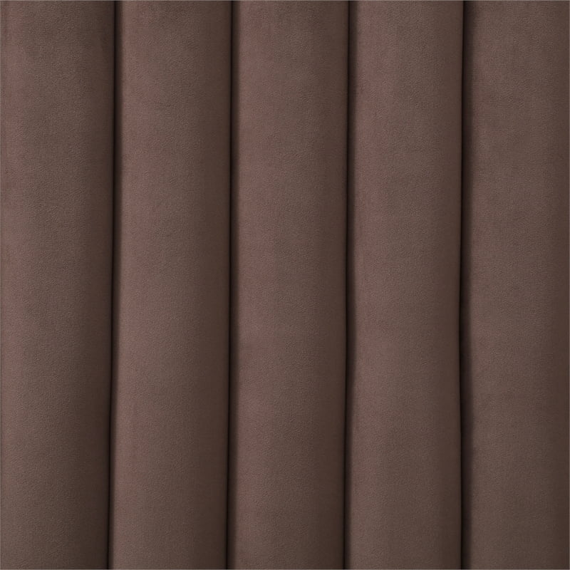 Jeffrey Queen Size Velvet Upholstered Bed Frame in Dark Brown