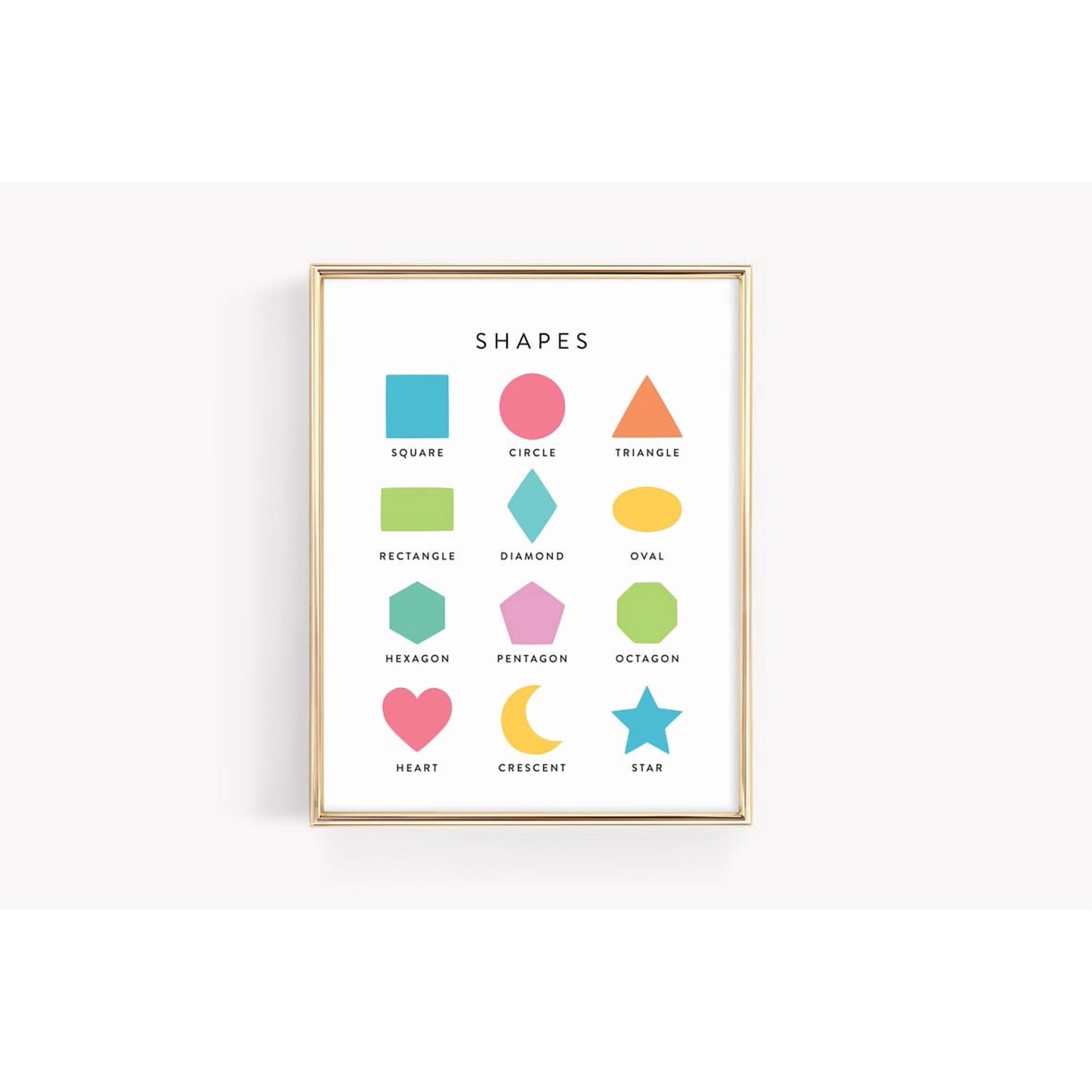 Shapes Education Montessori Geometric Learning Homeschool Resources Materials Bright Classroom Art Poster Wall Art Print