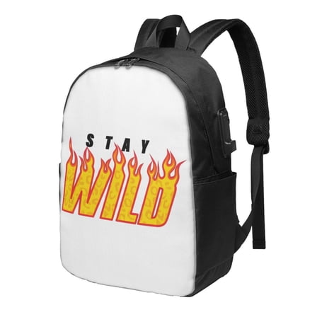 Ben Azelart Stay Wild Backpack For Men Women Teen , Water Resistant Casual Daypack Fits Laptop With Usb Charging Port,17 In Bookbag For Travel,School,Hiking,Gift