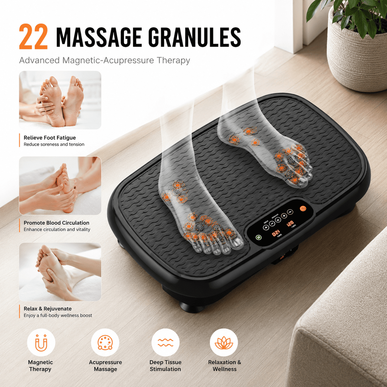 Innotech Sc Vibration Plate Exercise Machine with Resistance Bands & Remote Control, Full Body Workout Platform with 120 Speed Levels, Low Noise Fitness Trainer for Home Gym