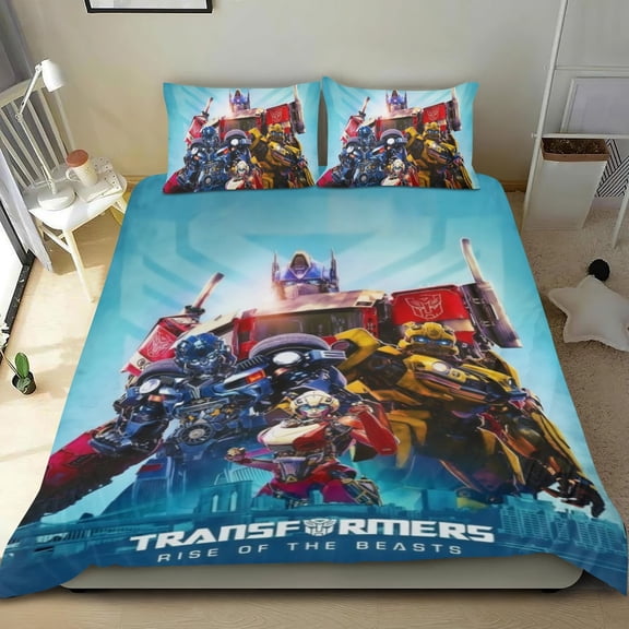 3 Piece Bedding Set For Transformers Rise of the Beasts Comforter Cover Set Cute Duvet Cover Sets Teens Kids Bedroom Super Soft Gifts Twin