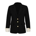 thumbnail image 4 of Blazer for Women, Yigetop Women's Casual Solid Color Suit Jacket Lapel Keep Warm and Slim Loose Long Sleeve Fashion Cardigan Coat Fitted Blazers for Women Black L, 4 of 9