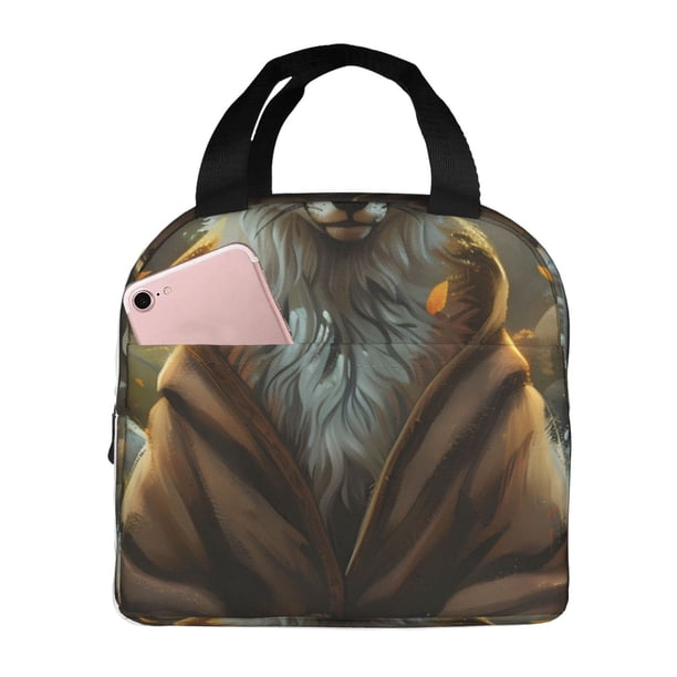 Easygdp Streamside Meditating Fox Bolsa Térmica Premium - Tela Oxford Impermeable, Gran Capacidad, Bolsillo Frontal, Unisex para Trabajo, Escuela, Actividades al Aire Libre y Picnics