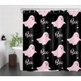 thumbnail image 2 of Spooky Halloween Shower Curtain Decor, Gothic Horror Halloween Pink and Black Ghost Shower Curtains 72 X84 inch Polyester Fabric Bathroom Decoration Bath Curtains Hooks Included, 2 of 6