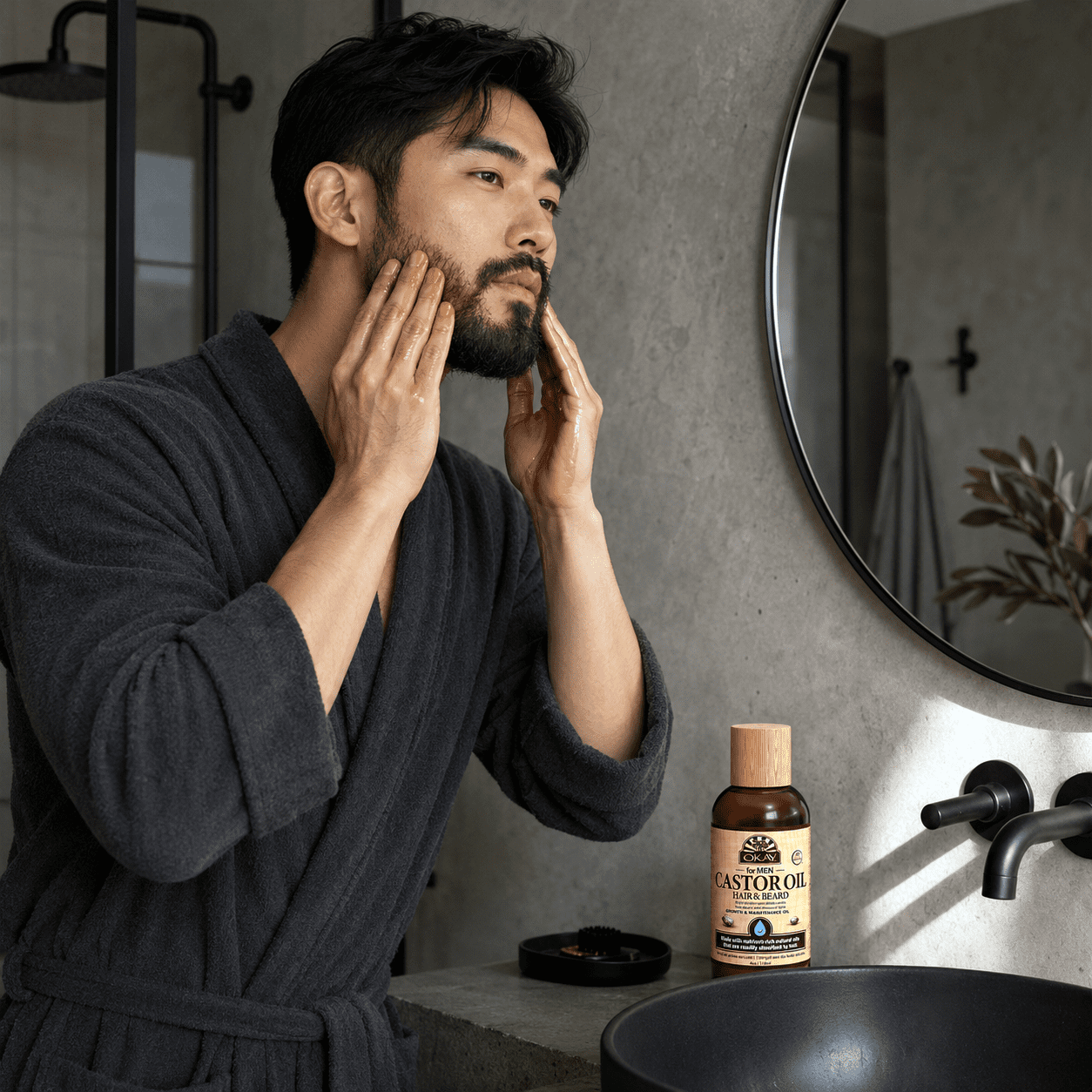 OKAY Men Castor Oil Beard & Hair Growth Oil Lightweight – Moisturizing & Growth-Stimulating Grooming Oil, Silicone & Paraben-Free, All Hair & Beard Types, 4 oz / 118 ml