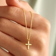 thumbnail image 5 of Turandoss Cross Necklace for Women Dainty Simple Tiny Cross Pendant Choker Cute Chain 14K Gold Plated Jewelry Baptism Religious Gift for Women, 5 of 8