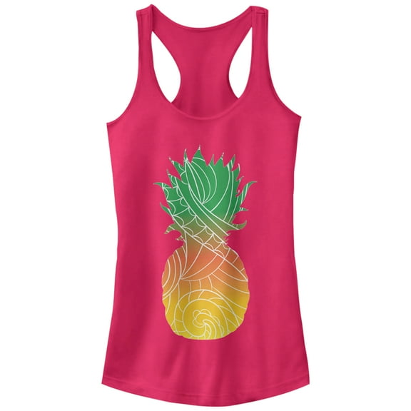 Junior's Lost Gods Tribal Pineapple  Racerback Tank Top Dark Pink Small