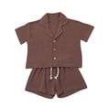 thumbnail image 2 of WOLLED 6M-3T Boys Linen Shorts and Shirt Set for Baby Newborn Summer Solid Color Clothes Set Button up Lapel Shirts Tops and Shorts Outfit, 2 of 11