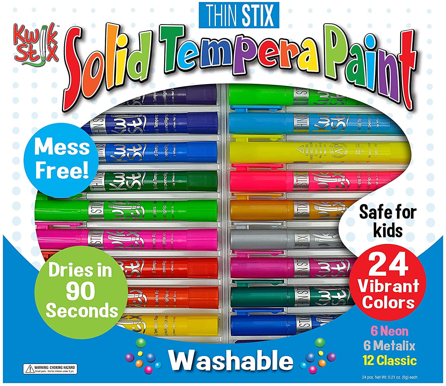 The Pencil Grip Kwik Stix Solid Tempera Paint TPG Super Quick Drying 12 Pack 