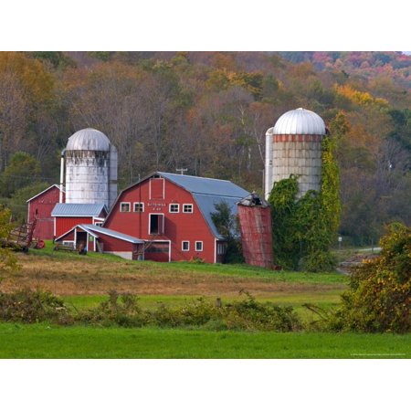 Farm Landscape in Fall Color, Arlington, Vermont, USA Print Wall Art By Joe Restuccia (Best Time For Fall Colors In Vermont 2019)